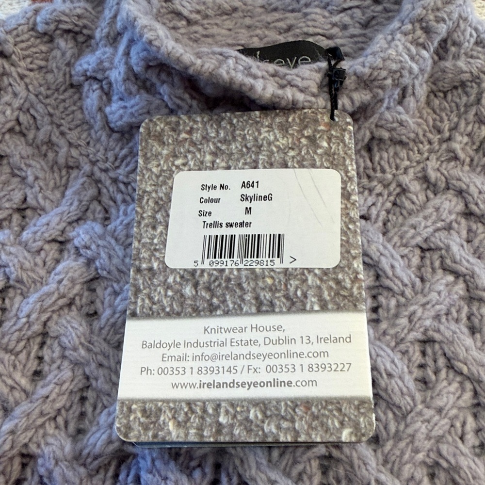 Lavender Skyline Grey Wool Cashmere Cable Knit Trellis Sweater Brand New w/Tags - Picture 6 of 14
